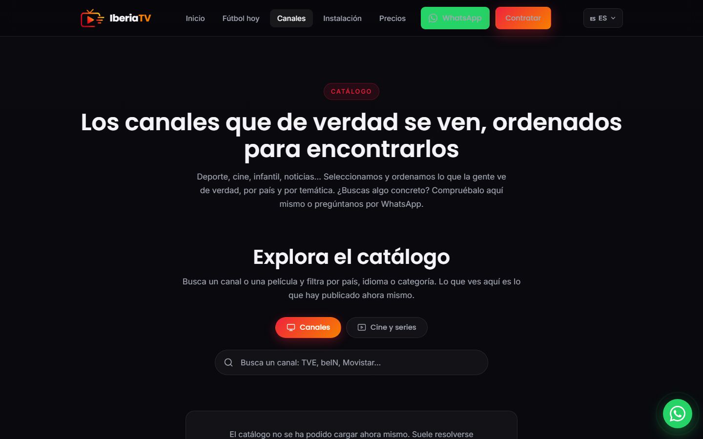 Catàleg de canals d'IberiaTV, un cercador construït a mida
