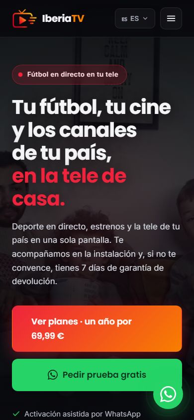 Web d'IberiaTV vista en un mòbil